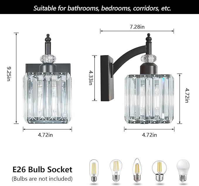 BBLLWJ Modern Wall Sconces Set of Two Black Wall Sconces Indoor Wall Lamp - Image 4