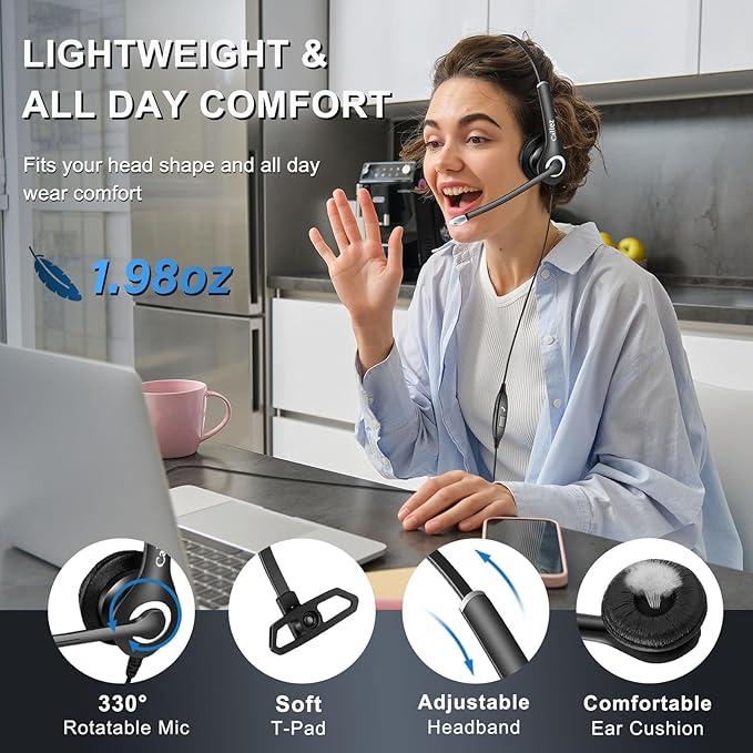 Callez Wired Computer Headset, 3.5mm/USB-C Headset - Image 6