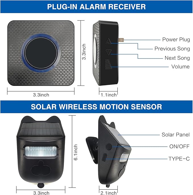 Solar Wireless Driveway Alarm Outdoor Weather-Resistant Motion Sensor Detector - Image 4