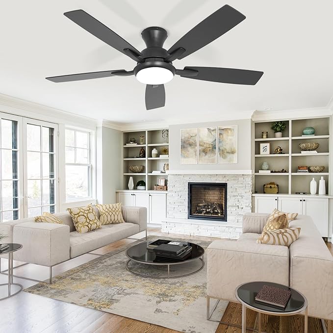 revoici Ceiling Fans with Lights, 52 Inch Black and Brown Wood Ceiling Fan - Image 2