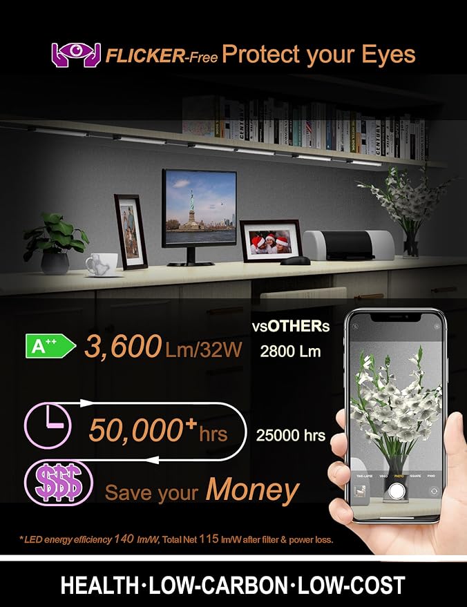 EBD LED Shelf Lights for Bookshelf Display Case Kitchen Counter Bar 4-Way 48” - Image 6