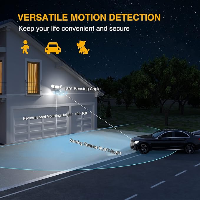 Onforu 100W LED Security Lights Motion Sensor Light Outdoor, 9000LM Ultra Bright - Image 4