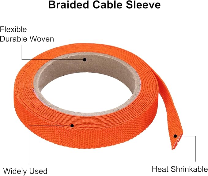 MECCANIXITY Braided Cable Sleeves Heat Shrinkable Fabric Sleeving, 5/16" 10ft - Image 4