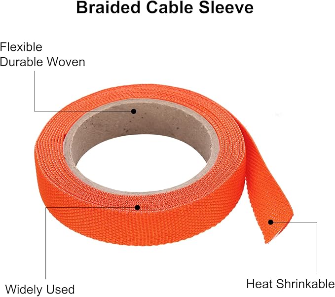 MECCANIXITY Braided Cable Sleeves Heat Shrinkable Fabric Sleeving, 3/8" 10ft - Image 4
