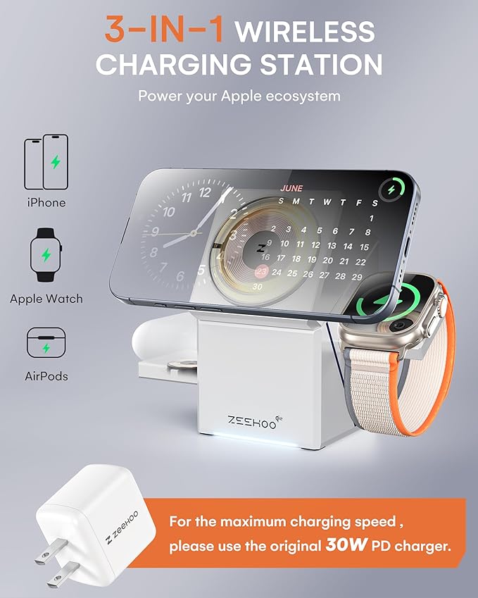 ZEEHOO 3 in 1 Charging Station, - Image 3