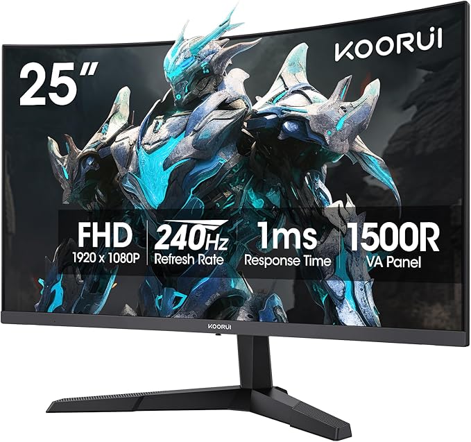 KOORUI 25 Inch Curved Gaming Monitor 240Hz FHD 1080P Computer Monitor, 1500R by KOORUI