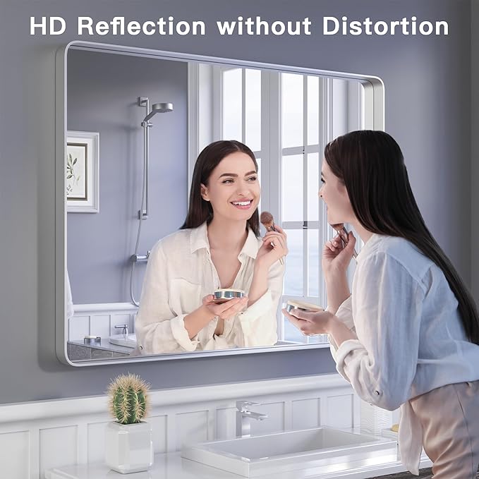 ISKM Metal Silver Frame Mirror - Image 2