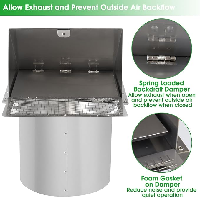 10 Inch Wall Vent Exhaust Vent Cover, Hooded Wall Vent - Image 4