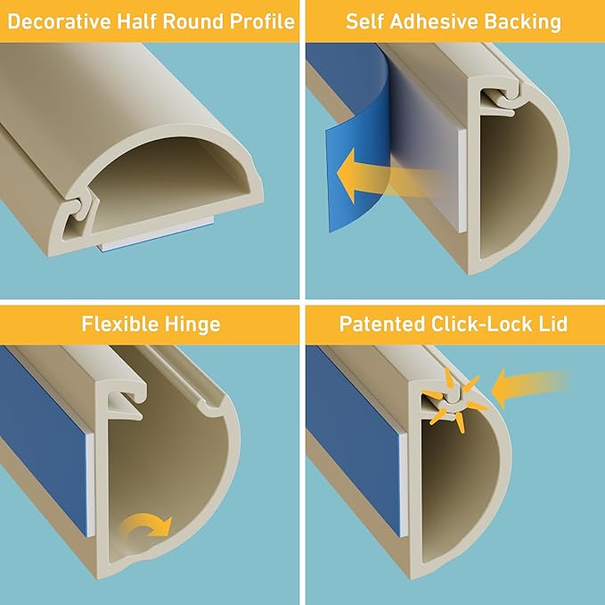 D-Line 13.12ft Cord Hider Kit, Patented Cable Cover, Hide Wires on Wall - Image 3