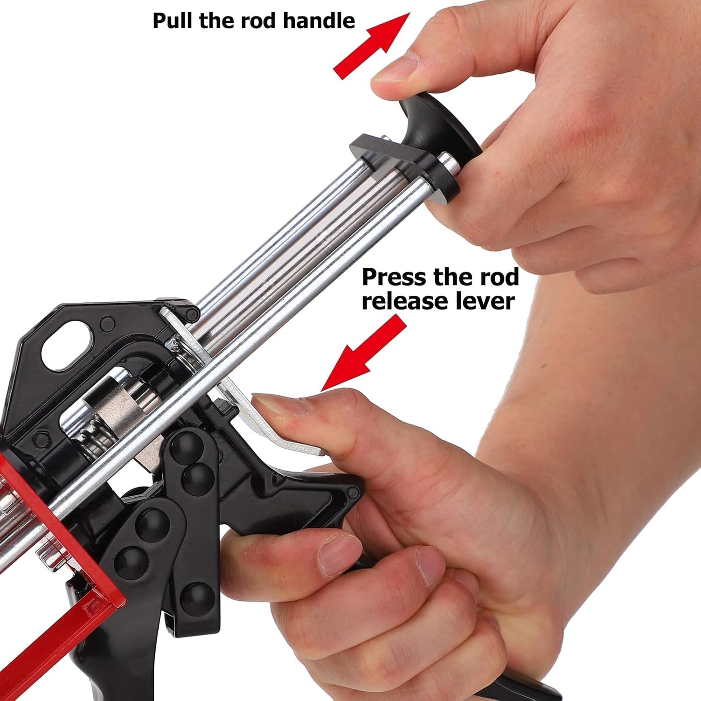 200 ml 6.75 fl oz 1:1 and 2:1 Epoxy Gun Dual Component Caulking Gun Manual Double Cartridge Caulk Gun Panel Bond Adhesive Applicator for 08115 08116, Red