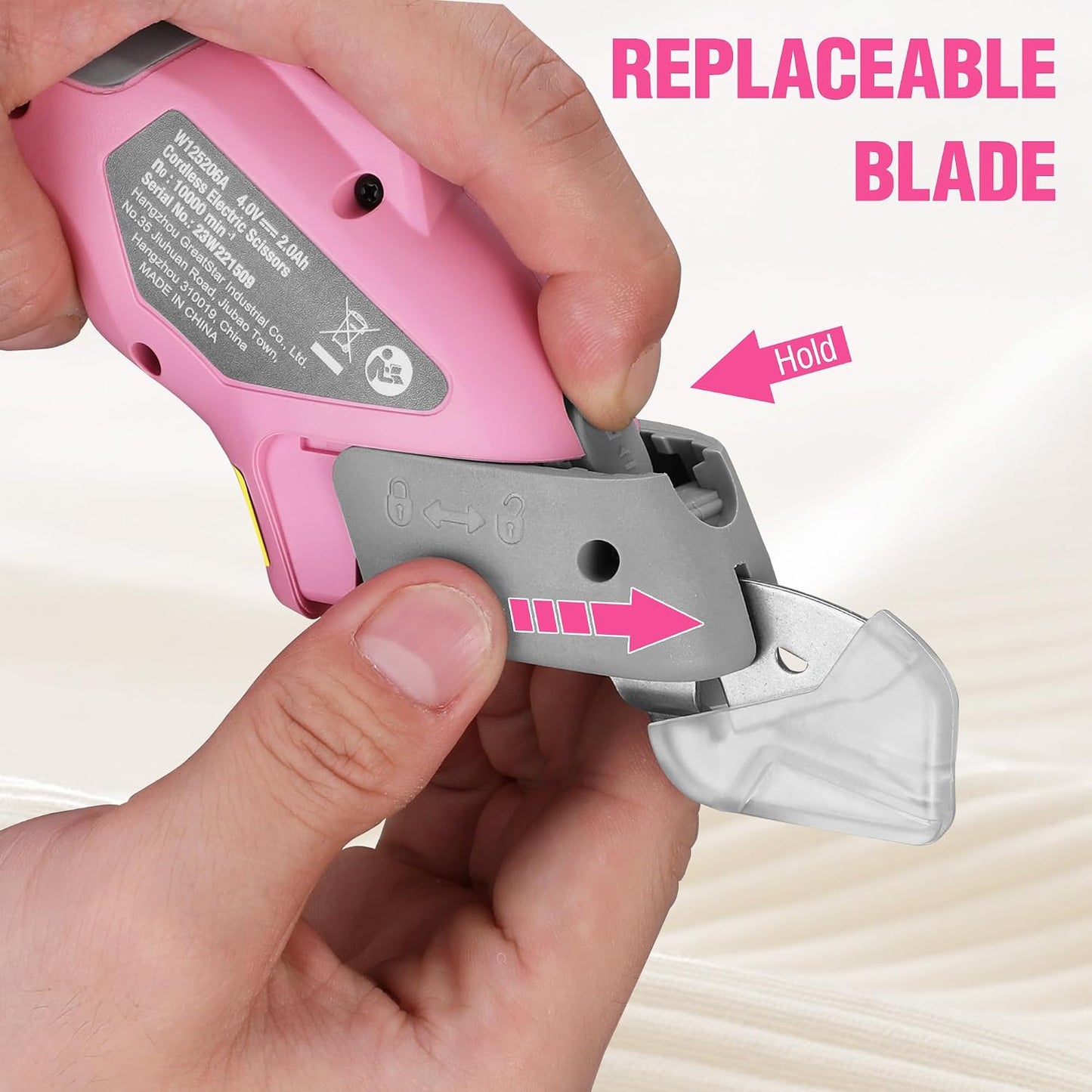 WORKPRO 4V Cordless Electric Scissors, 2 Blades, Rechargeable Power Shears | Cuts Fabric, Leather, Carpet & Cardboard, Lightweight Ergonomic Design for DIY, Crafts & Home Projects, Includes Storage Case