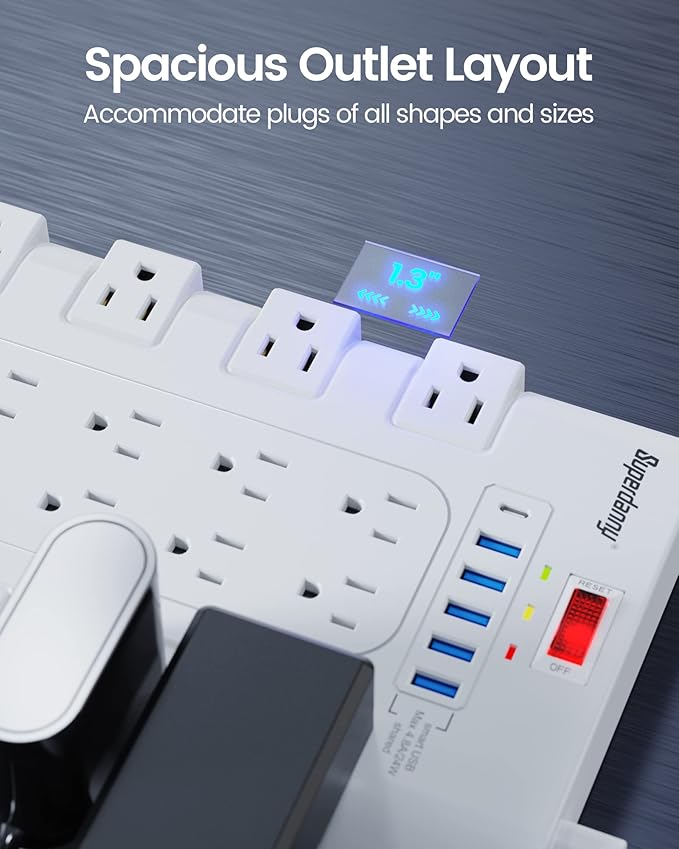 SUPERDANNY Power Strip Surge Protector - Image 3
