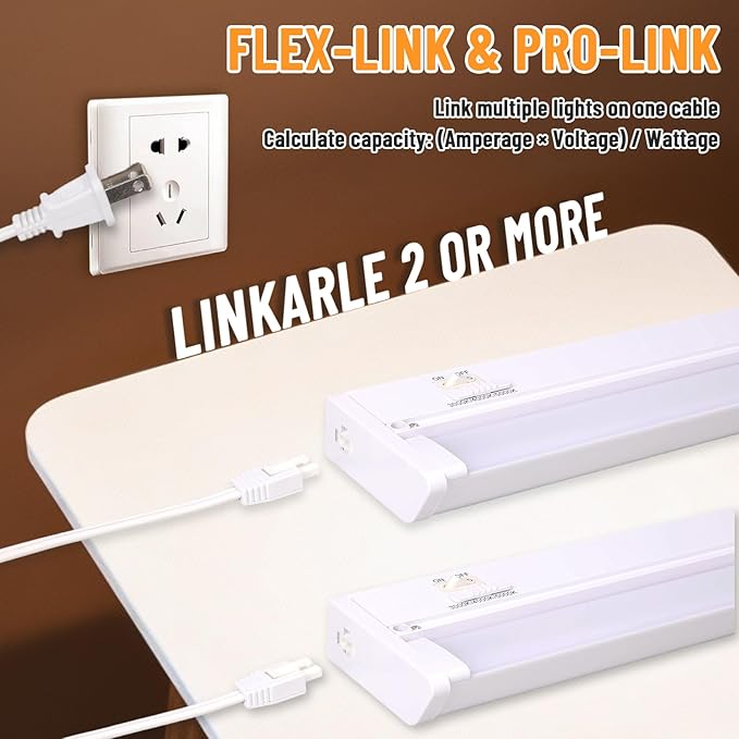 24" 4Pack Hardwired Under Cabinet LED Light Plug in, 16W 1200LM, Rotatable 45° - Image 8