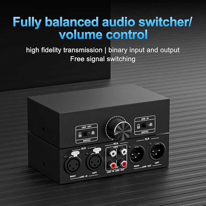 Y.D.F RCA and XLR Selector Switch Boxes, 2-in-1-Out RCA/XLR Speaker Switcher - Image 3
