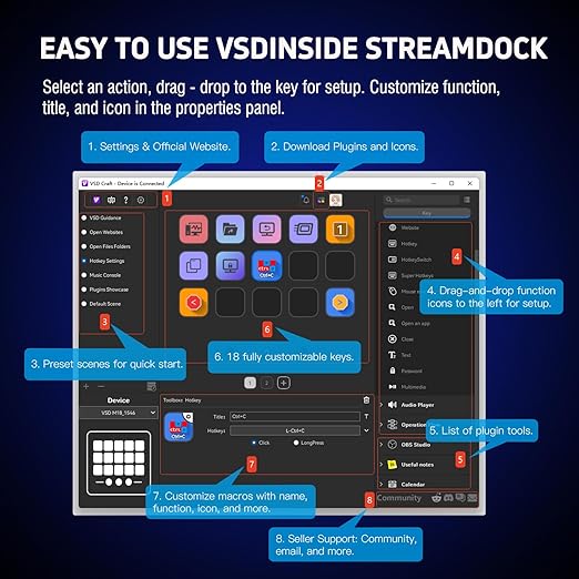 VSDINSIDE Macro Keypad, Stream Controller Deck Gaming Streaming Shortcut - Image 8