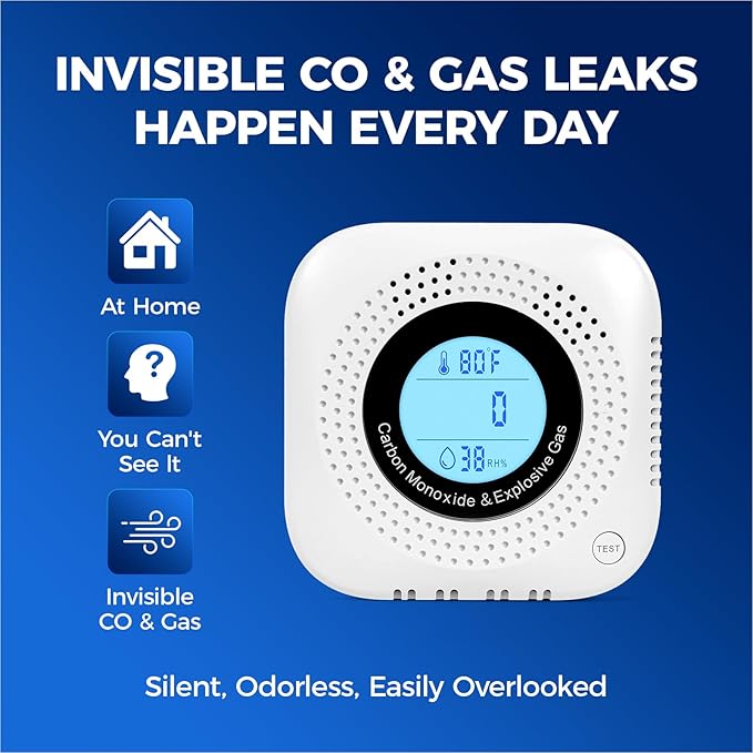 Daffypop Plug-in Carbon Monoxide & Natural Gas Leak Detector, 4-in-1 CO - Image 2