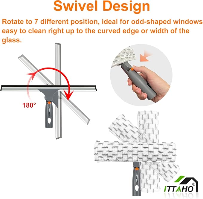 ITTAHO Squeegee for Window Cleaning, Extendable Window Cleaner for Car - Image 3