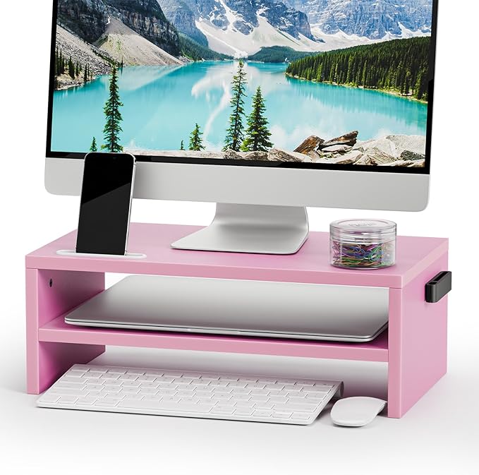 Marbrasse Monitor Stand Riser, 16.5 Inch 2 Tier Computer Printer Shelf Stand by Marbrasse
