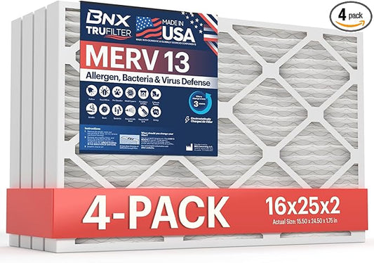BNX TruFilter 16x25x2 Air Filter MERV 13 by BNX