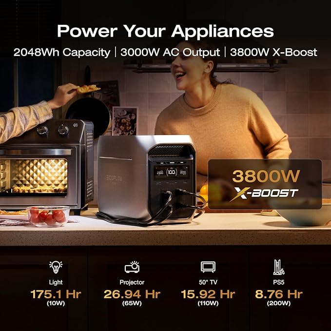 EF ECOFLOW Portable Power Station DELTA 3 Max Plus, 2048Wh LiFePO4 Battery - Image 3