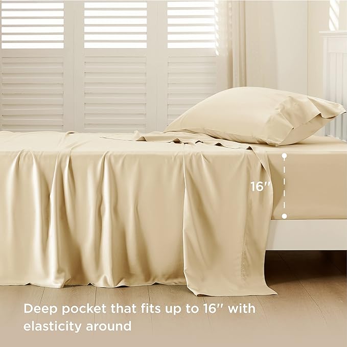 Bedsure Cooling Sheets Twin XL, Rayon Derived from Bamboo, Breathable & Soft - Image 3