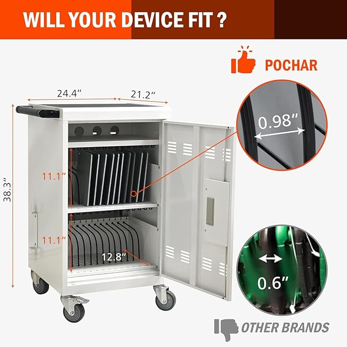 Aokleo 32 Devices Laptop Charging Cart - Image 9
