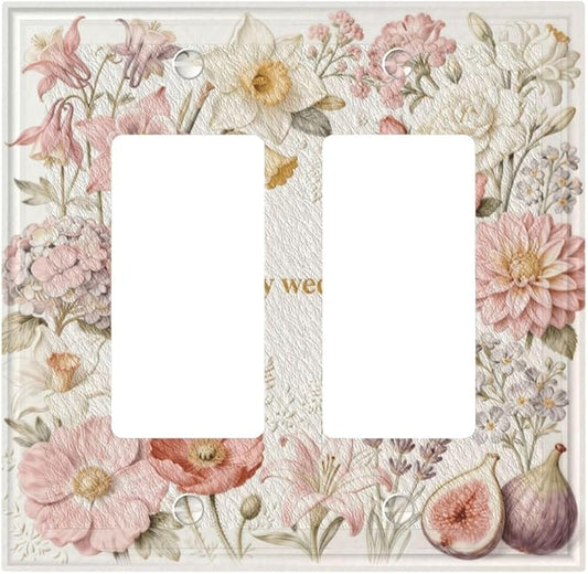 Bvtewkhz Floral Plant Watercolor Flowers 2 Gang Double Toggle Decorative Outlet by Unknown