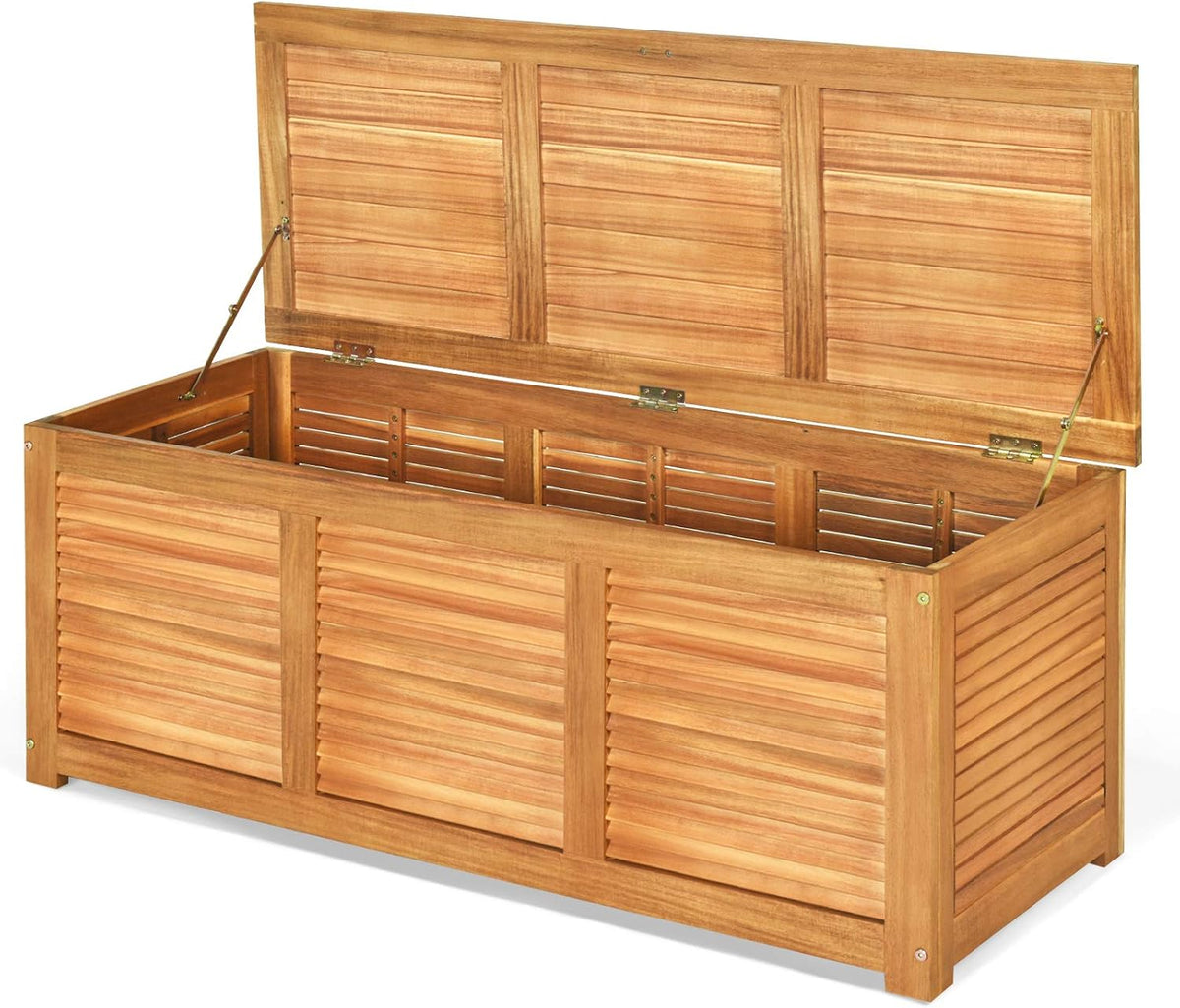tangkula 46 gallon acacia wood deck box, garden, main product view