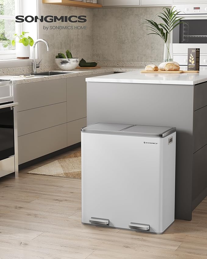 SONGMICS Trash Can, 2 x 8 Gallon Garbage Can - Image 2