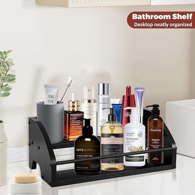 Wooden Liquor Bottle Display Shelf, Coffee Syrup Rack Organizer, 2 - Image 8