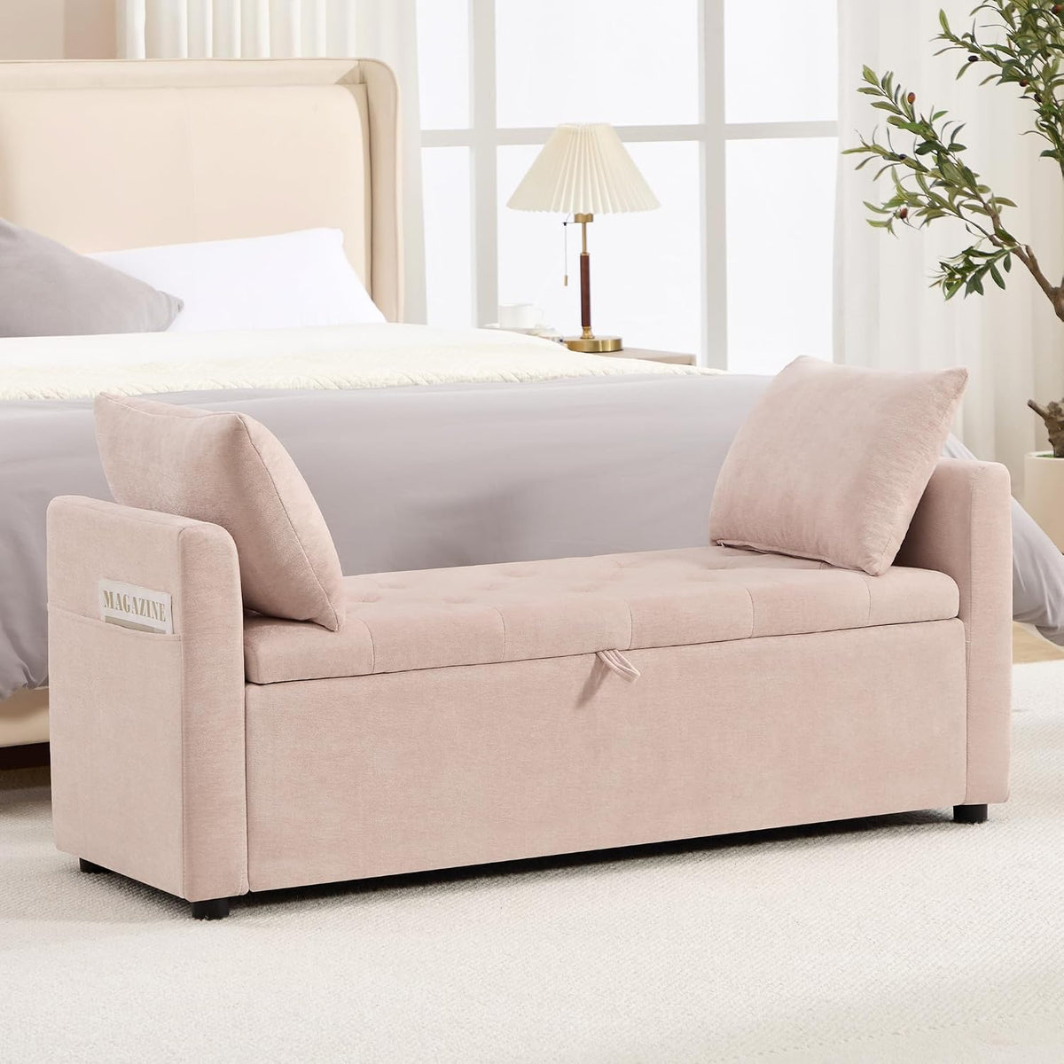 51" end of bed storage bench, upholstered chenille, main product view