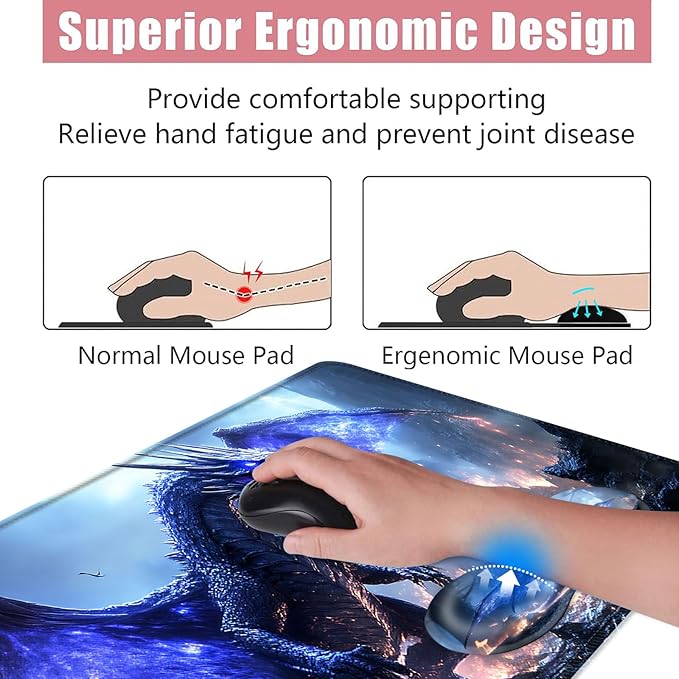 BFUKVOU Large Keyboard Mouse Pad Set, Extended Mouse Pad+Keyboard Wrist Rest - Image 5