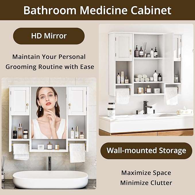 VECELO Bathroom Wall Cabinet - Image 3