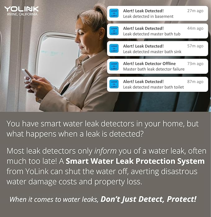 YoLink Water Leak Starter Kit: Hub + 6 Leak Sensor 1, LoRa Long-Range, - Image 6
