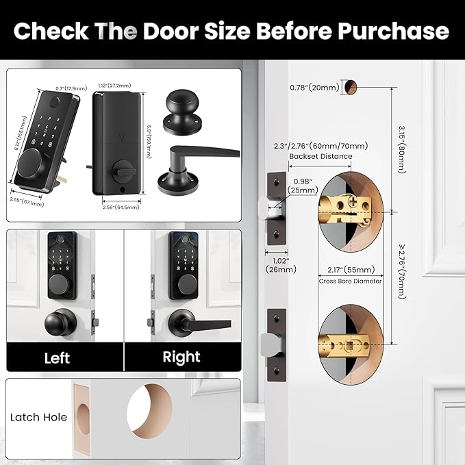 Biquole Smart Lock with Handles, Fingerprint Door Lock App Control, Keyless - Image 9