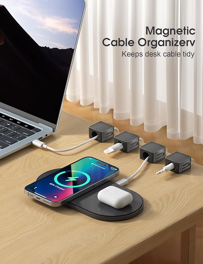 20 Pack Cord Organizer Holder, Strong Adhesive Desk Cable Management Magnetic - Image 6