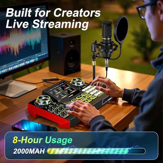 Audio Mixer, Sound Board for Pc/Phone Live Streaming Singing Gaming, Sound - Image 8