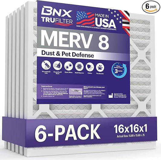 BNX TruFilter 16x16x1 Air Filter MERV 8 by BNX