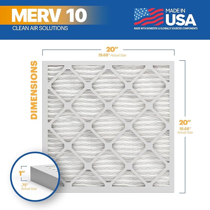 BNX TruFilter 20x20x1 MERV 10 AC Furnace Air Filter - Image 2
