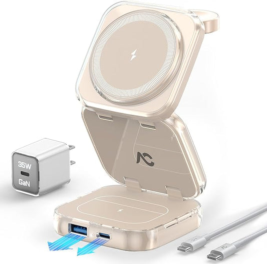 5-in-1 Wireless Charger for MagSafe, AC ISLAND Portable Travel Charging Station by ACISLANDDirect