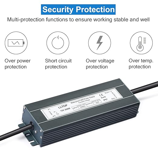 LLTOP Low Voltage Transformer 200 Watts Waterproof IP67 Power Supply 90-130V AC - Image 2