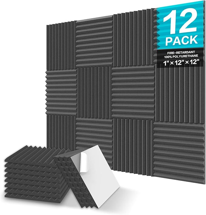 JBER 12 Pack Sound Proof Foam Panels, Acoustic Panels Wedges High Density by JBER