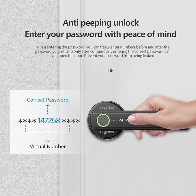 GEKRONE Fingerprint Smart Lever Lock TUYA APP Control Keyless Entry Bluetooth - Image 4