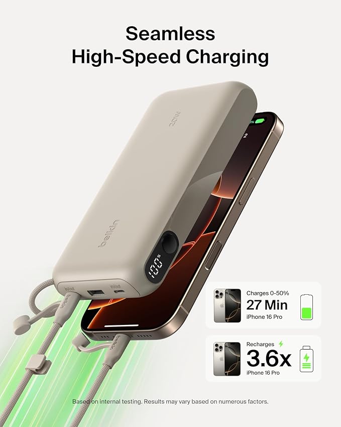Belkin Portable Charger, USB-C Power Bank 20, 000mAh w/ 2X USB-C Ports & 1x A - Image 3