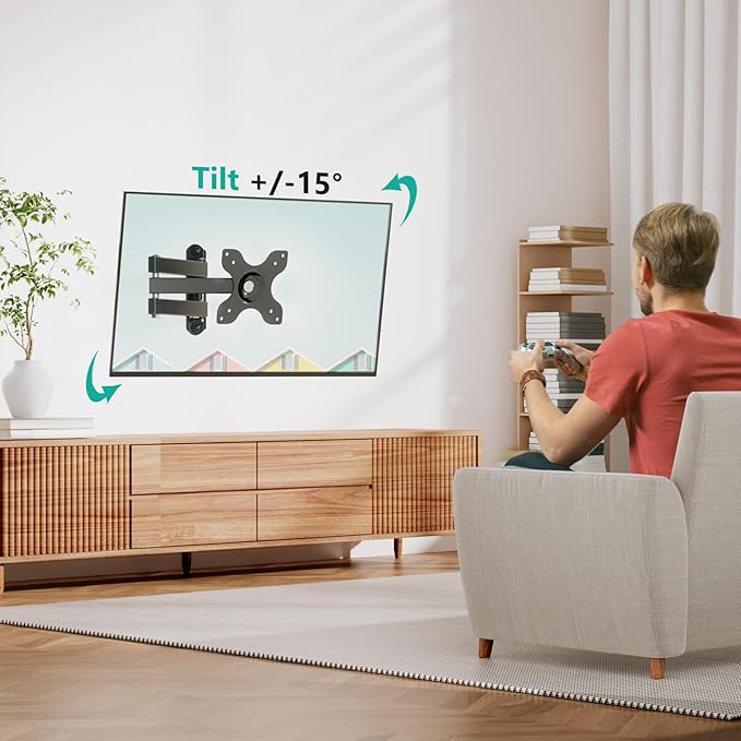 WALI TV Wall Mount Full Motion 15 inch Extension Arm Tilt Swivel - Image 3