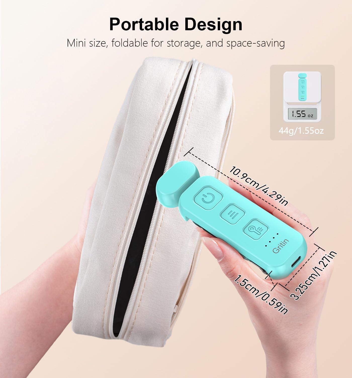 Gritin Reading Light, Rechargeable Book Light for Reading in Bed | Eye Caring 3 Color Temperatures, 5-Level Dimmable Brightness, Long Lasting, Compact Size Clip on Book Lamp for Bookworms-Blue