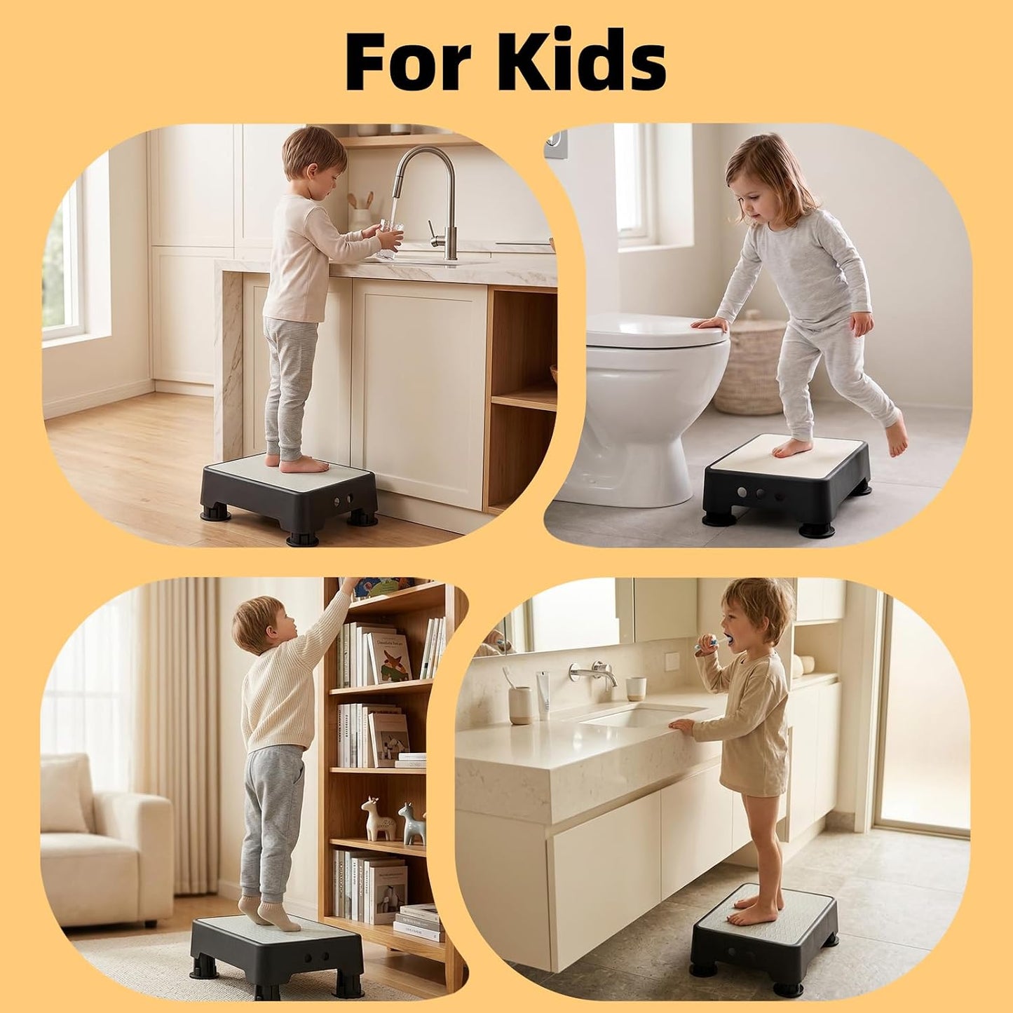 Adjustable Step Stool for Adults, Noctilucent Bed Step Stools, 660 LBS Capacity Non-Slip Safety Step Platform Indoor and Outdoor for Seniors and Kids, Wide Step Stools Elderly Assistance at Night