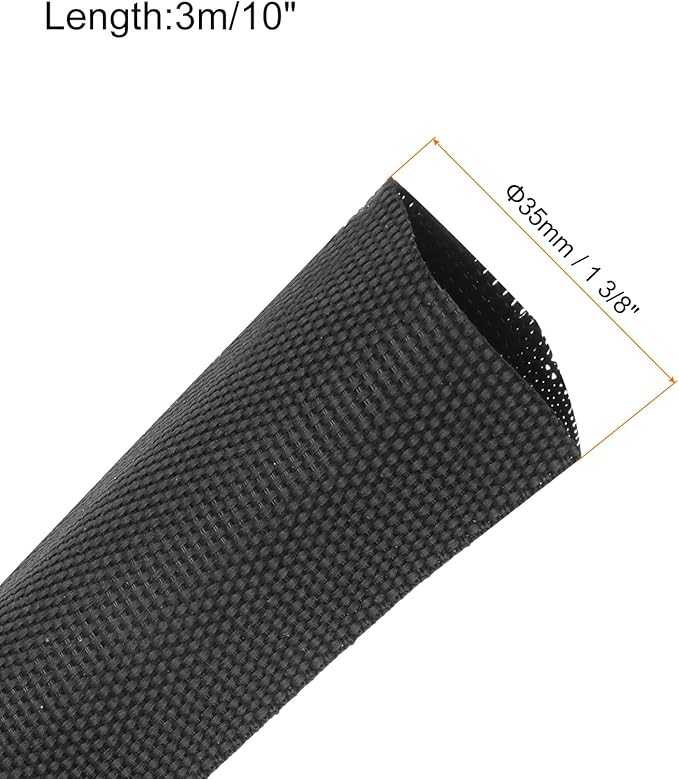 MECCANIXITY Braided Cable Sleeves Heat Shrinkable Fabric Sleeving, 1 3/8" 10ft - Image 2