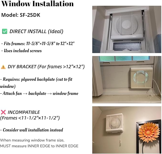 SAILFLO 10 Inch Window Shutter Exhaust Fan, 11.6 x 11.6 Inch Cutout, 406CFM 35W - Image 5