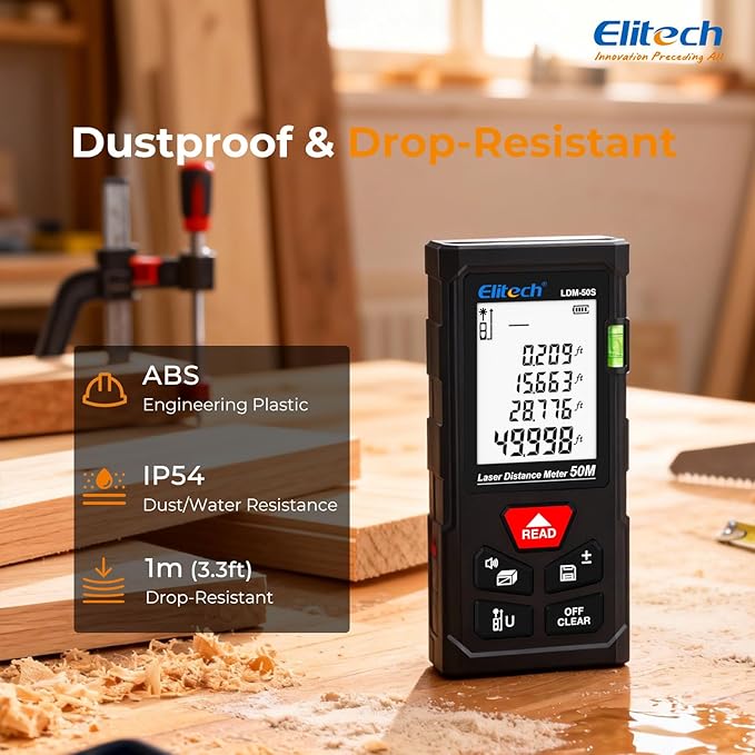Elitech Laser Measure 165ft, Digital Laser Tape Measure - Image 8